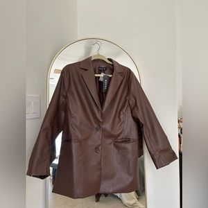 Motel rocks brown faux leather blazer
